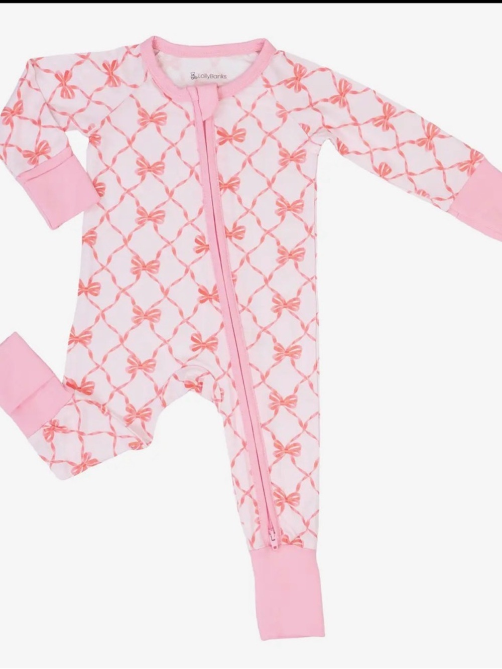 Pink Bow-Print Zip Footie